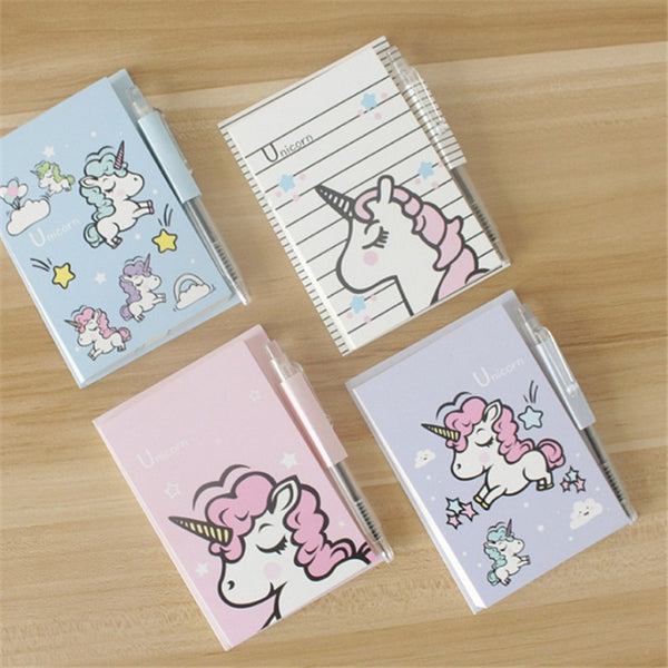 1PC Cute Unicorn Memo Pad Kawaii Cartoon Sticky Notes With Pen For Kids Girls Gift Writing Notepads Office School Supplies