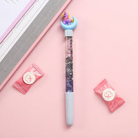 1pc Cute Fairy Pen Creative Quicksand Sequins Unicorn Flamingos Pig Moon Cat Claw Dinosaur Gel Pen Novelty Stationery Supply