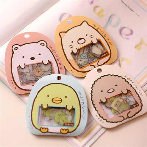 50 Pcs/Bag Diy Cute Cartoon Kawaii Pvc Stickers Lovely Cat Bear Sticker For Diary Decoration Free Shipping